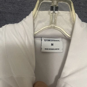 Gymshark Pullover Damen Medium weiß halber Reißverschluss bauchfreies Sweatshirt sportliches Logo Oberteil - Bild 1 von 1