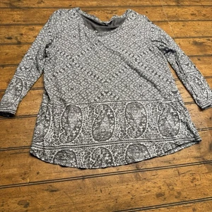 Lucky Brand Tunika Top Damen Gr. Large braun Blumen Paisley Stretch Bluse Boho - Bild 1 von 5