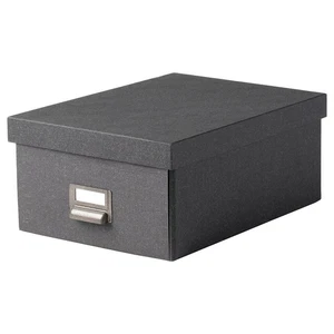 IKEA TJOG Dark Gray Storage Box with Lid Stackable Home & Office 9¾ x 14¼ x 6 in - Picture 1 of 9