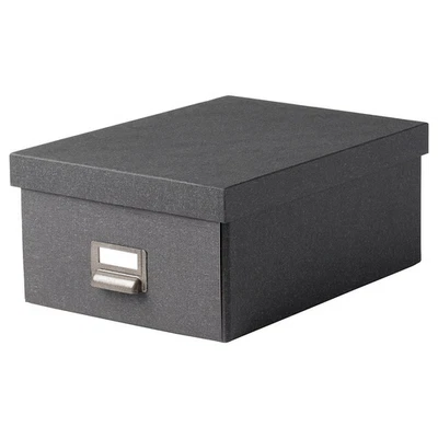 IKEA TJOG Dark Gray Storage Box with Lid Stackable Home & Office 9¾ x 14¼ x 6 in - Image 1 of 4
