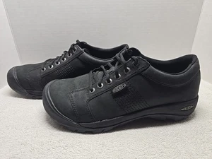 KEEN Austin Mens Size 11.5 M Leather Oxford Hiking Shoes Black - Picture 1 of 12