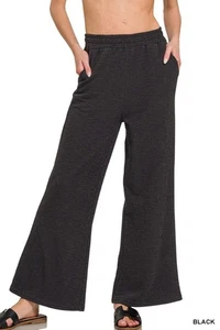 Zenana Cotton Slub Wide Leg Hose - Bild 1 von 4