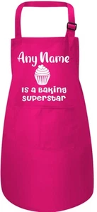 Personalised Kids Apron Baking Superstar Any Name Adjustable Straps - Picture 1 of 7