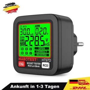 Probador de enchufes con prueba RCD y pantalla LCD de voltaje 250V Digital Tester DE - Imagen 1 de 16