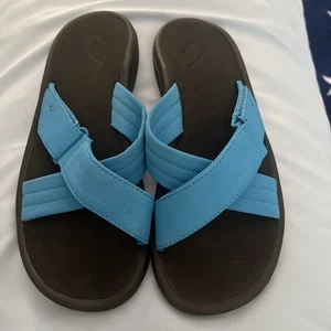 OluKai Women's Ohana Slide Sandal Size 8 Blue Black - Picture 1 of 6