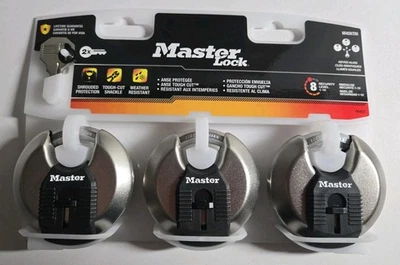 Master Lock Padlock Heavy Duty Outdoor Keyed Alike Shrouded Stainless 3-Pack - Image 1 of 4