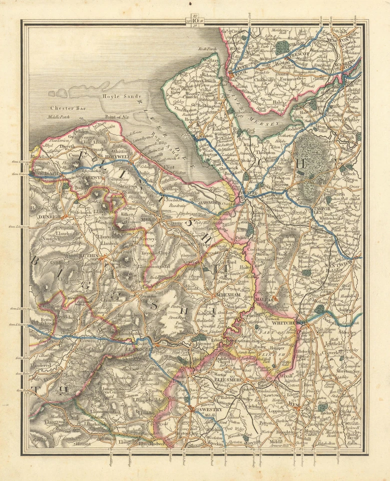 MERSEYSIDE NE WALES CHESHIRE N SHROPS.Liverpool Warrington Chester.Cary 1824 mapa Foto 1 de 1