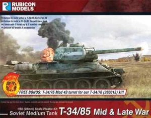 Rubicon Models: carro medio T-34/85 (metà e fine guerra) 280021 -28 mm 1/56° - Foto 1 di 6
