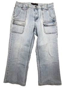 Venezia Capri Jeans Women Size 14 Light Blue Denim Cargo Jeans Front Pockets - Picture 1 of 8