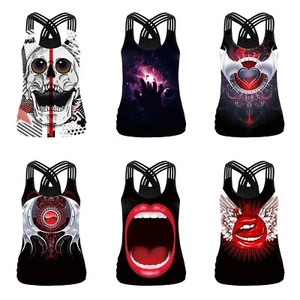 Women's Vests Cross Shoulder Strap Camisoles Halloween Singlet Top Costumes S~XL - Picture 1 of 13