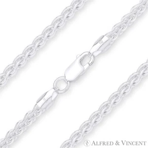 Brazalete de cadena de espiga italiana eslabón de trigo de 4,2 mm en plata esterlina 925 sólida Italia - Imagen 1 de 2
