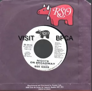 NEW CANADA 7" PROMO BEE GEES NIGHTS ON BROADWAY (BARRY, ROBIN & MAURICE GIBB) - Picture 1 of 1