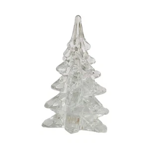 Vintage Kunst Glas Weihnachtsbaum massiv klar 5,75" Briefbeschwerer Handarbeit - Bild 1 von 13