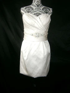 Ella 10 Ivory Wedding Dress Short Satin Sweetheart Bling Buttons "Lindsay" NWT - Picture 1 of 9