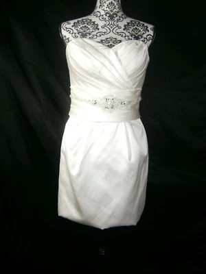 Ella 10 Ivory Wedding Dress Short Satin Sweetheart Bling Buttons "Lindsay" NWT - Image 1 of 4