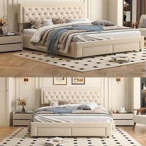 Boxspringbett Doppelbett 180x200 mit Hydraulisch Stauraum Bettkasten Schubladen - Bild 1 von 11