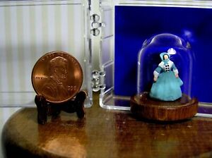 Miniature Dollhouse Chrysnbon Green Victory Lady under Glass Dome 1 1/8" H