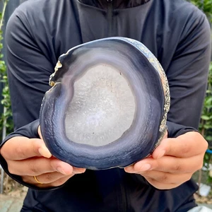 328G Natural agate Agate Geode Slab/Slice quartz crystal mineral specimen Reiki - Picture 1 of 12