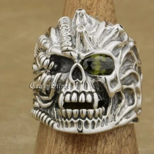 CZ Eye 925 Sterling Silver Skull Ring Biker Punk Jewelry 9G112D US Size 7~15 - Picture 1 of 15
