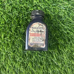 Botella de vidrio azul vintage de MARATHON DRYFLY DOPE Wausau WI vacía - Imagen 1 de 4