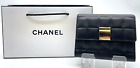 Authentic Chanel Tri-fold wallet Lamb leather Black Chocolate bar W/Bag SKS0149