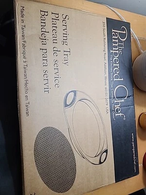 NEW NIB  Pampered Chef Serving Tray 2283  Original Box Blue Large Charcuterie - Image 1 of 3