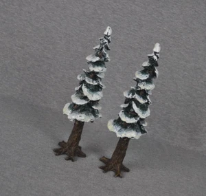 Dept 56 Village Pole Pine Trees 10.5 Inches Tall 55298 Retired 1998 Lot Of 2 - Picture 1 of 7