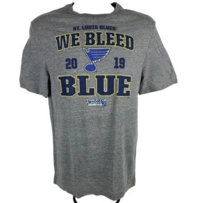 NHL Hockey St Louis Blues T-Shirt Mens Small Stanley Cup 2019 Gray Fanatics - Image 1 of 4