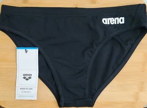 Arena Men's Team Solid Swim Brief, MaxLife Black/White Logo, sz 30 NWT - Picture 1 of 11