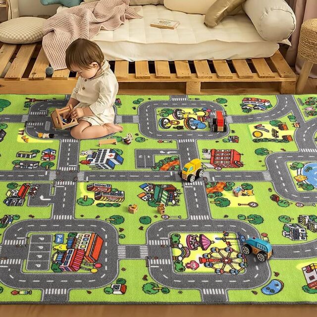 Niños Niños Alfombras Ciudad Hoja de Ruta Coches Ciudad Juguete Alfombra  Juego P