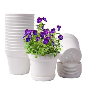 6" Plant Pots 15 Pack with Drainage Trays for Home Garden Flowers & Succulents - Picture 1 of 6