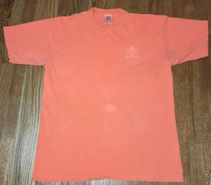 Adidas Vintage Orange Trefoil Single Stitch USA All Over Color Print Shirt Large - Picture 1 of 4