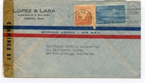 1943 Airmail Cuba Republica to SF, CA Censored Cover - Picture 1 of 2