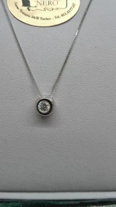 collana punto luce cipollina oro bianco 18ct con diamante FVS CERTIFICATO ct0.10 - Foto 1 di 3