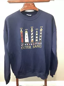 Vintage 90s Lee Outer Banks LIGHTHOUSES Crewneck Sweatshirt XL Palmetto Classics - Picture 1 of 4