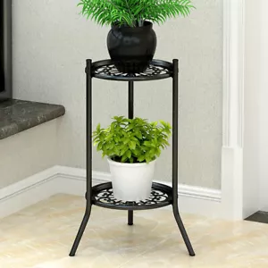 2 Tier Plant Stand Flower Pot Rack Shelf Planter Display Holder Indoor & Outdoor - Picture 1 of 8