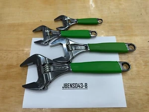 Snap-on Tools NEW GREEN 4pc Soft Grip Wide Mouth Adjustable Wrench Set ADHW704AG - Picture 1 of 10