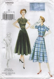 Vogue Sewing Pattern 9000 Vintage 50s Dresses with Flared Skirt Size 8-12 / 14 - Picture 1 of 13