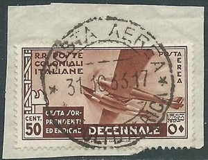 1933 EMISSIONI GENERALI POSTA AEREA USATO DECENNALE 50 CENT - CZ9-4 - Picture 1 of 1