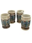 Vintage GERZ Germany Beer Cups Steins Set of 4 Pottery Colorful