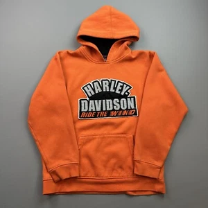 Harley Davidson Hoodie Boys Medium 12/14 Embroidered Logo Spell Out Pullover - Picture 1 of 14