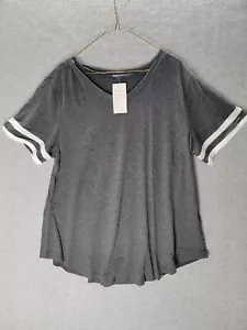 ROSRISS Plus-Size Tops for Women V Neck T Shirts Short Sleeve Side Split Tunics - Picture 1 of 6