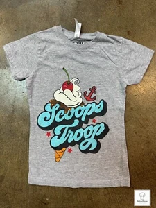 Girl's Stranger Things Scoops Troop Live Tell Logo T-Shirt Large Gray - Picture 1 of 4