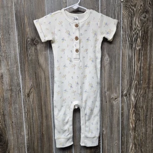 Gerber Modern Moments creme Blumen Strampler Overall Größe 18 Monate Frühling Waffel  - Bild 1 von 6
