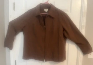 18/20 1XL Cato LIGHTWEIGHT Jacket Brown Faux Suede Long Sleeves Pockets Womens - Picture 1 of 8