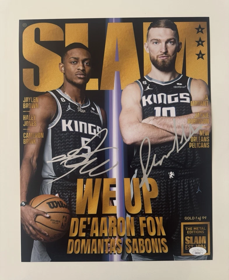 De'Aaron Fox Domantas Sabonis Sacramento Autographed Slam 11x14 Photo JSA  Coa - Image 1 of 1