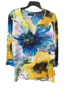Blusa Jams World Talla M Belle Fleur Grande Floral Rayón Relajada Cuello en V - Imagen 1 de 8