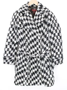 DESIGUAL Women's Coat 40 White Black Print Single Lined Belted - Picture 1 of 8