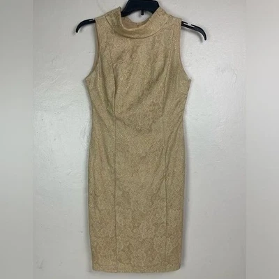 Vestido De Colección Años 90 Maria Bonita Dorado Brillante Sin Mangas Floral Azafata Grande Años 60 Ambiente Foto 1 de 4