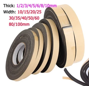 Rubber Self Adhesive Sponge Strip EVA Foam Seal Tape Thick 2-10mm Width10-100mm - Picture 1 of 16
